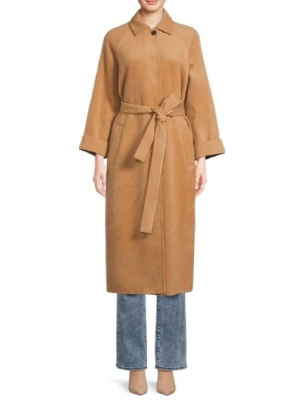 J.McLaughlin Julianne Wool Blend Trench Coat Overcoat Quiet Luxury Brown - XL